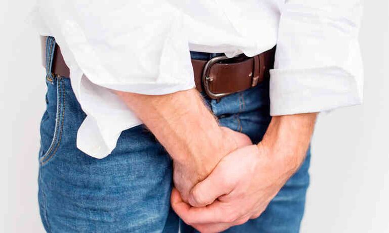 Prostatite aguda em um homem, acompanhada de dor